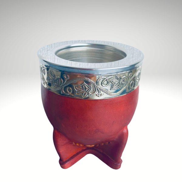 【マテ壺・革】インペリアル（ボタニカル柄）